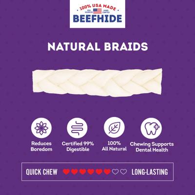 Show full view: Treatly USA Beefhide Braids 7 to 8-in Natural Flavor Dog Chews, 7 count slide 5 of 10