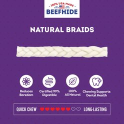 Treatly USA Beefhide Braids 12 to 13-in Natural Flavor Dog Chews, 2 count slide 2 of 9