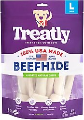 Treatly USA Beefhide Large Assorted Natural Flavor Dog Chews, 6 count