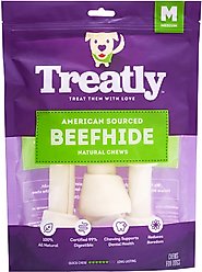 Treatly American Sourced Beefhide Bones 6 to 7-in Natural Flavor Dog Chews, 3 count