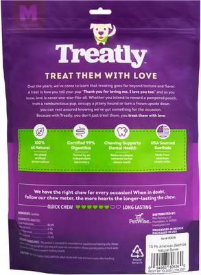 Show full view: Treatly American Sourced Beefhide Bones 6 to 7-in Natural Flavor Dog Chews, 10 count slide 3 of 10