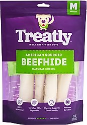 Treatly American Sourced Beefhide Rolls 6 to 7-in Natural Flavor Dog Chews, 4 count