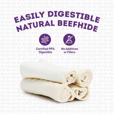Show full view: Treatly American Sourced Beefhide Rolls 6 to 7-in Natural Flavor Dog Chews, 4 count slide 8 of 10