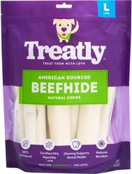 Treatly American Sourced Beefhide Rolls 8 to 9-in Natural Flavor Dog Chews, 10 count