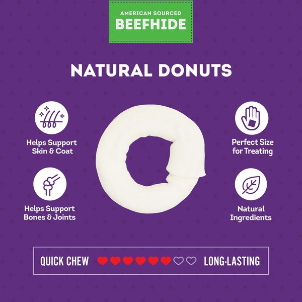 Treatly American Sourced Beefhide Donut 3 to 4-in Natural Flavor Dog Chews, 8 count