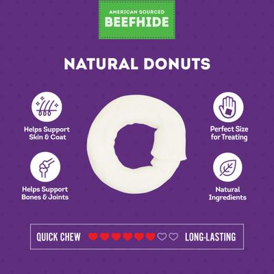Show full view: Treatly American Sourced Beefhide Donut 3 to 4-in Natural Flavor Dog Chews, 8 count slide 5 of 10