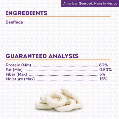 Show full view: Treatly American Sourced Beefhide Donut 3 to 4-in Natural Flavor Dog Chews, 8 count slide 6 of 10