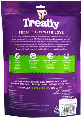 Show full view: Treatly American Sourced Beefhide Chips Natural Flavor Dog Chews, 22-oz bag slide 3 of 10