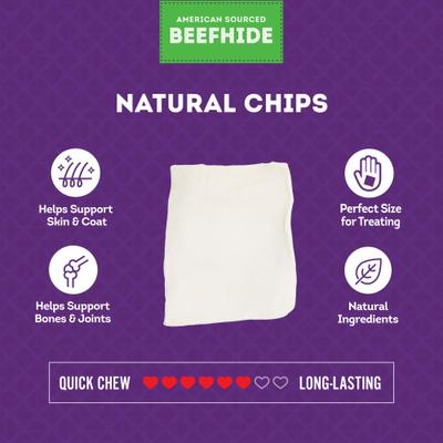 Show full view: Treatly American Sourced Beefhide Chips Natural Flavor Dog Chews, 32-oz bag slide 5 of 10