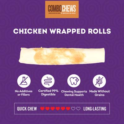 Show full view: Treatly Combo Beefhide Rolls 7-in with Chicken Meat Wrap Dog Chews, 3 count slide 5 of 10
