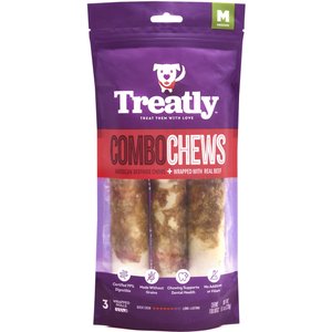 Treatly Combo Beefhide Rolls 7-in with Beef Meat Wrap Dog Chews, 3 count