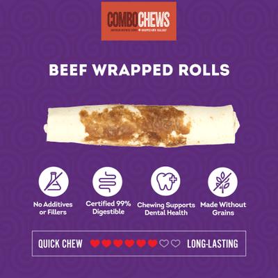 Show full view: Treatly Combo Beefhide Rolls 7-in with Beef Meat Wrap Dog Chews, 3 count slide 5 of 10