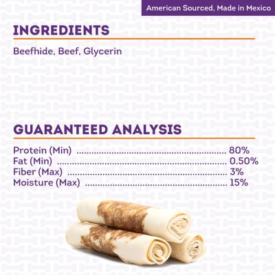 Show full view: Treatly Combo Beefhide Rolls 7-in with Beef Meat Wrap Dog Chews, 3 count slide 6 of 10
