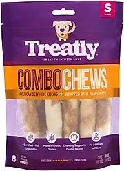 Treatly Combo Beefhide Chip Rolls 5-in with Chicken Meat Wrap Dog Chews, 10 count