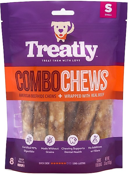 Treatly Combo Beefhide Chip Rolls 5-in with Chicken Meat Wrap Dog Chews, 10 count
