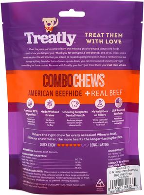 Show full view: Treatly Combo Beefhide Chip Rolls 5-in with Beef Meat Wrap Dog Chews, 10 count slide 3 of 10
