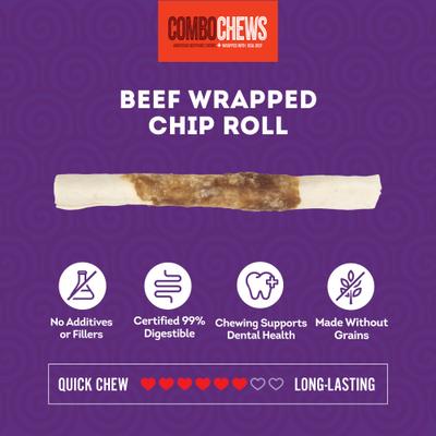 Show full view: Treatly Combo Beefhide Chip Rolls 5-in with Beef Meat Wrap Dog Chews, 10 count slide 5 of 10