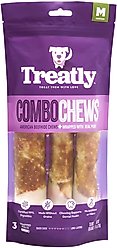Treatly Combo Beefhide Rolls with Pork Meat Wrap Dog Chews, 3 count, Medium