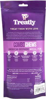 Show full view: Treatly Combo Beefhide Rolls with Pork Meat Wrap Dog Chews, 3 count, Medium slide 3 of 10