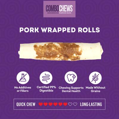 Show full view: Treatly Combo Beefhide Rolls with Pork Meat Wrap Dog Chews, 3 count, Medium slide 5 of 10