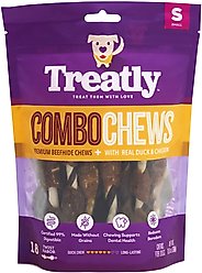 Treatly Combo Pork Flavor Rawhide Kabob 5-in with Duck & Chicken Meat Wrap Dog Chews, 18 count