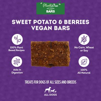 Show full view: Treatly PlantWise Sweet Potato & Berries Vegan Bars Dog Treats, 5-oz bag slide 5 of 10