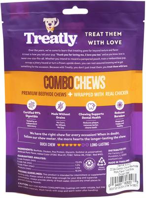 Show full view: Treatly Combo Pork Flavor Rawhide Stick 5-in with Chicken Meat Wrap Dog Chews, 22 count slide 3 of 10