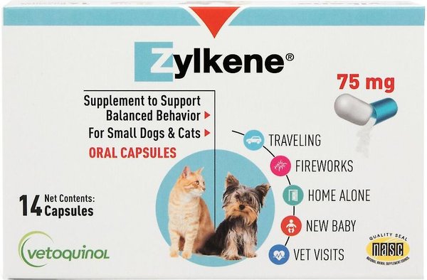 Vetoquinol Zylkene 75-mg Capsules Calming Supplement for Small Dogs & Cats, 14 count slide 1 of 4