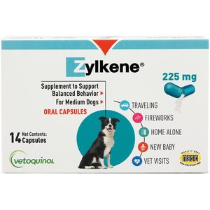 Vetoquinol Zylkene Capsules Calming Supplement for Dogs, 14 count