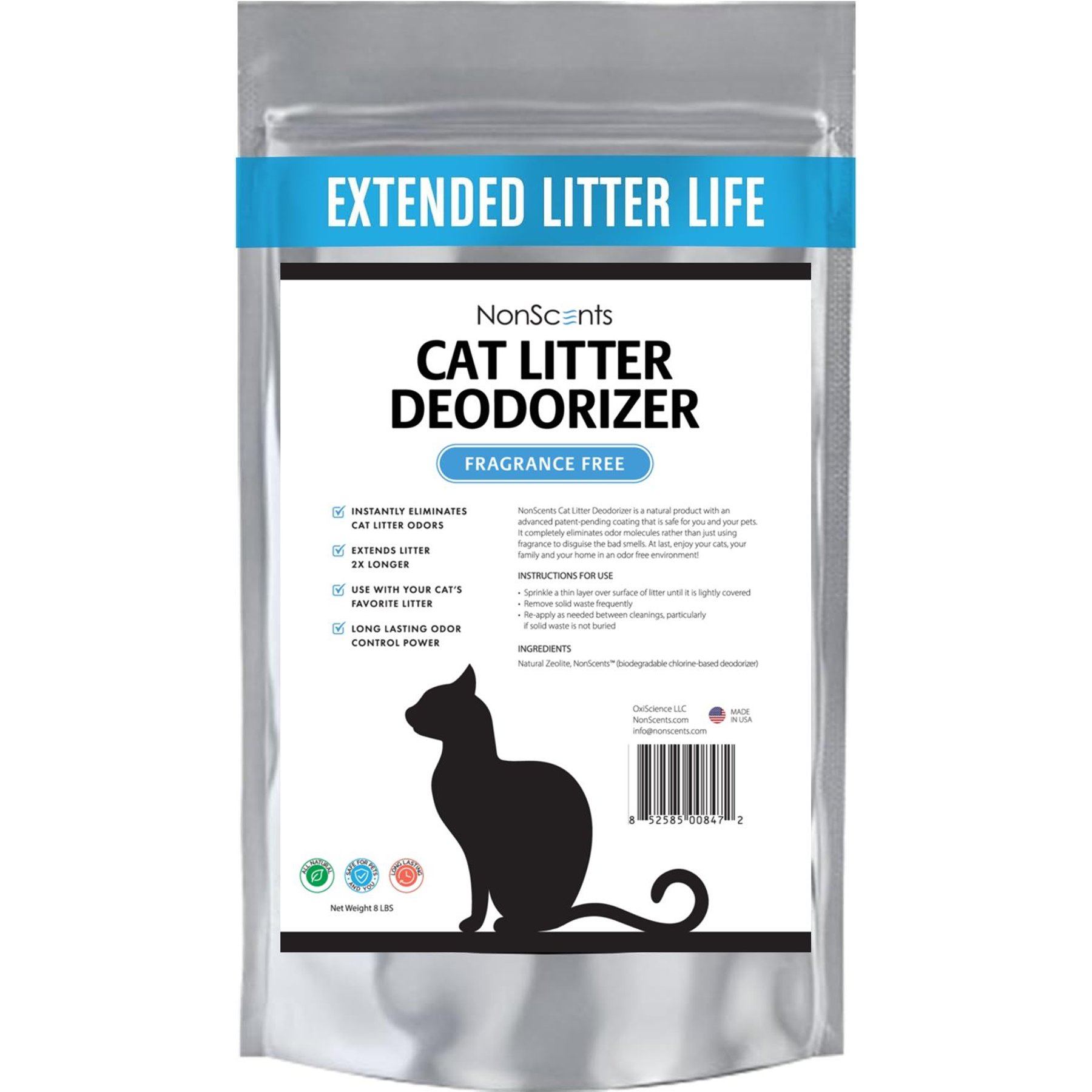 Nonscents Cat Litter Deodorizer Litter Box Odor Eliminator Less Scooping Extends Kitty Litter Lifespan Fragrance Free Formula Eliminates