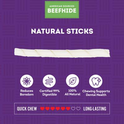 Show full view: Treatly Beefhide Twist Sticks 5-in Natural Flavor Dog Chews, 1-lb bag slide 5 of 10