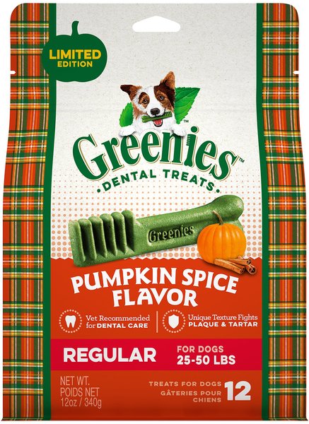Greenies Pumpkin Spice Flavor Dental Dog Treats, Regular, 12 count slide 1 of 9