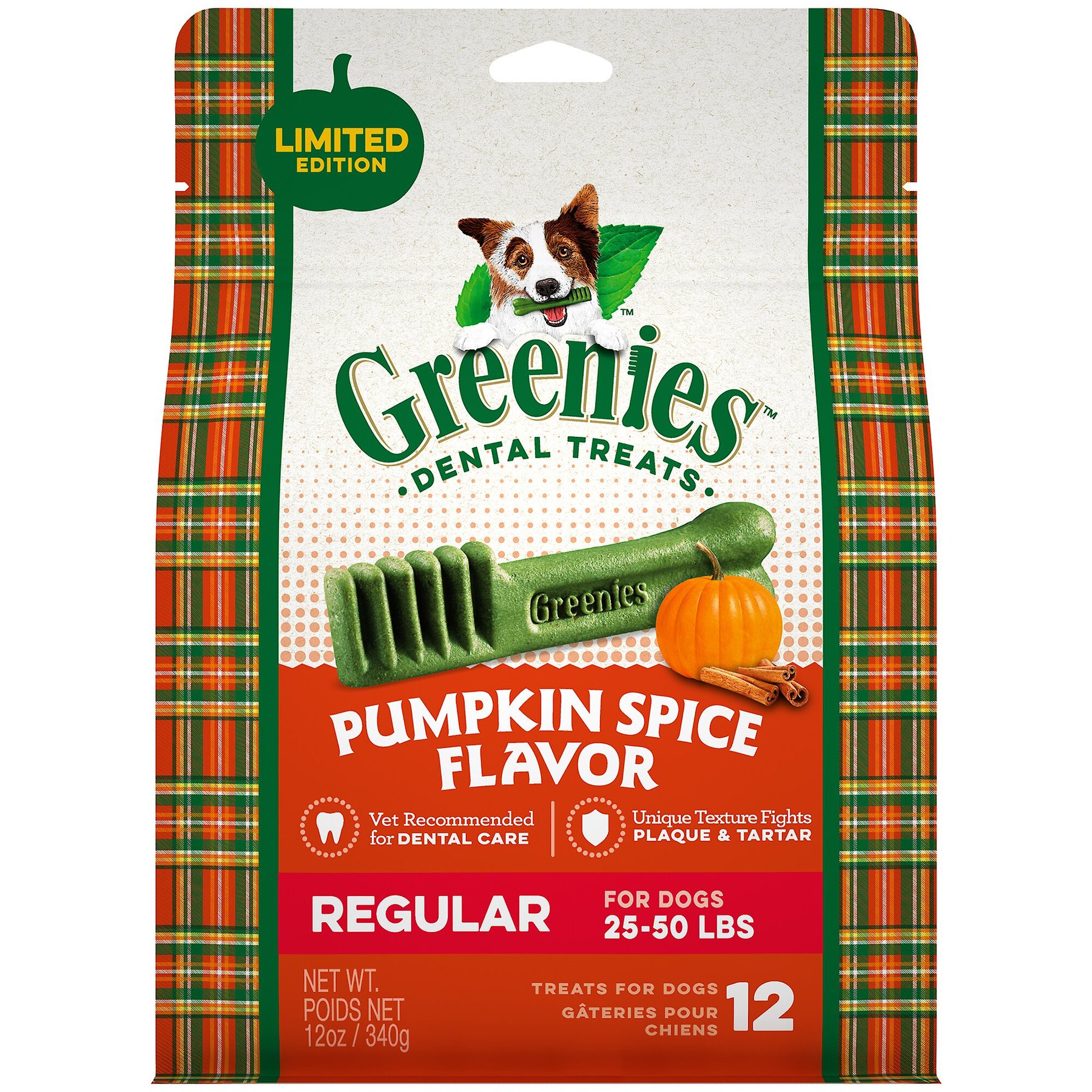 GREENIES Pumpkin Spice Flavor Dental Dog Treats Regular 12 count Chewy