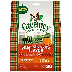 Greenies Pumpkin Spice Flavor Dental Dog Treats, Petite, 20 count