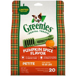Greenies Pumpkin Spice Flavor Dental Dog Treats, Petite, 20 count