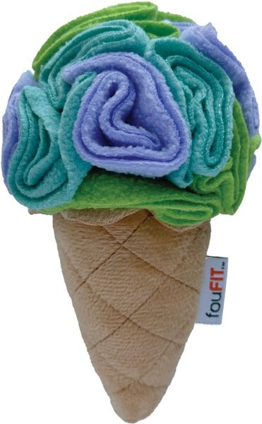 fouFIT Hide 'n Seek Ice Cream Snuffle, Superhero Squeaky Dog Treat Dispenser Toy