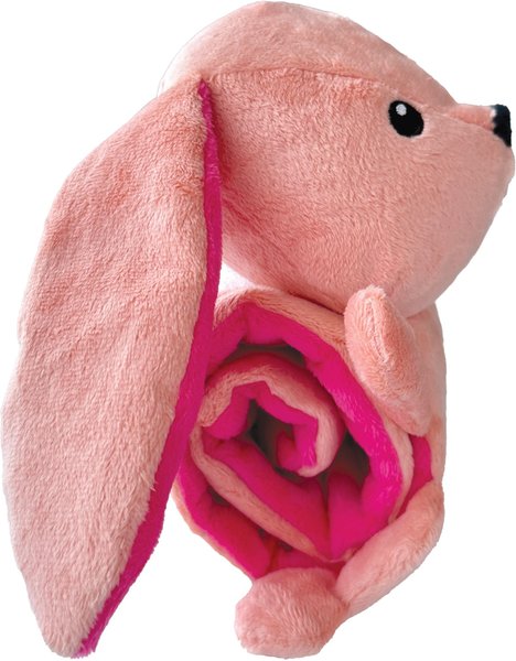 fouFIT Hide 'n Seek Roll-Ups, Bunny Squeaky Dog Treat Dispenser Toy, Pink