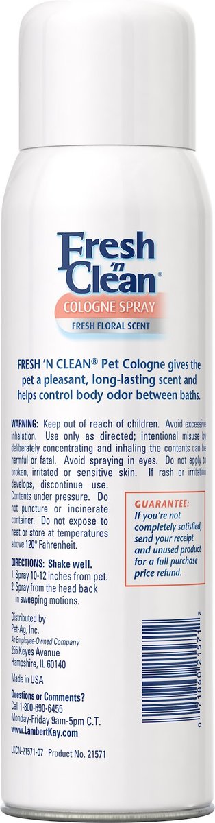 PETAG Fresh N Clean Dog Cologne Spray 12 oz bottle Fresh Floral