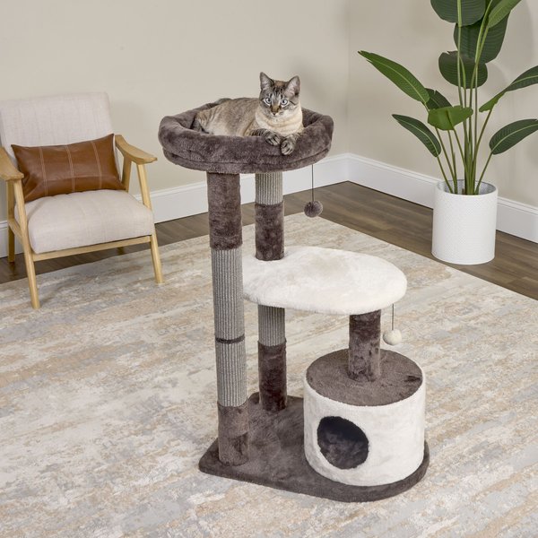 FRISCO 42in Heavy Duty Faux Fur Cat Tree & Condo, Gray