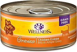 Wellness Natural Grain-Free Gravies Chicken Entrée Canned Cat Food, 5.5-oz, case of 12