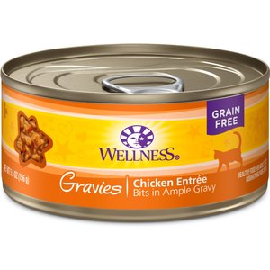 Wellness Natural Grain-Free Gravies Chicken Entrée Canned Cat Food, 5.5-oz, case of 12