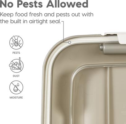 Show full view: IRIS 3-Piece WeatherPro Airtight Stackable Dog, Cat & Bird Food Storage Container Combo with Scoop & Treat Box, Clear/Gray, 54-lb slide 4 of 11