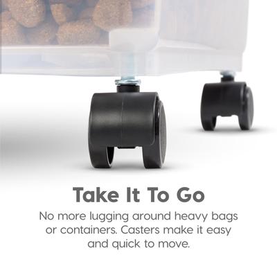 Show full view: IRIS 3-Piece WeatherPro Airtight Stackable Dog, Cat & Bird Food Storage Container Combo with Scoop & Treat Box, Clear/Gray, 54-lb slide 6 of 11