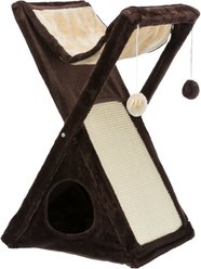 TRIXIE Miguel 25.5-in Plush Fold & Store Cat Tree, Brown/Beige