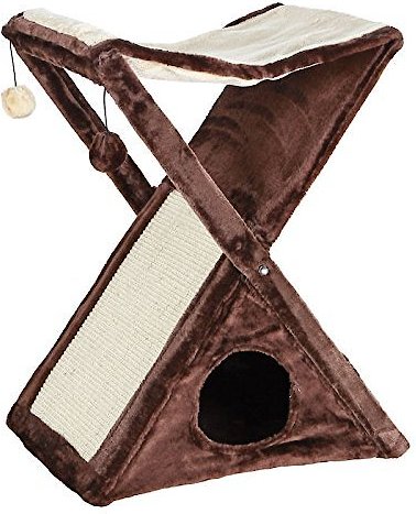 TRIXIE Miguel 25.5-in Plush Fold & Store Cat Tree, Brown/Beige slide 1 of 3