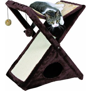TRIXIE Miguel 25.5-in Plush Fold & Store Cat Tree, Brown/Beige