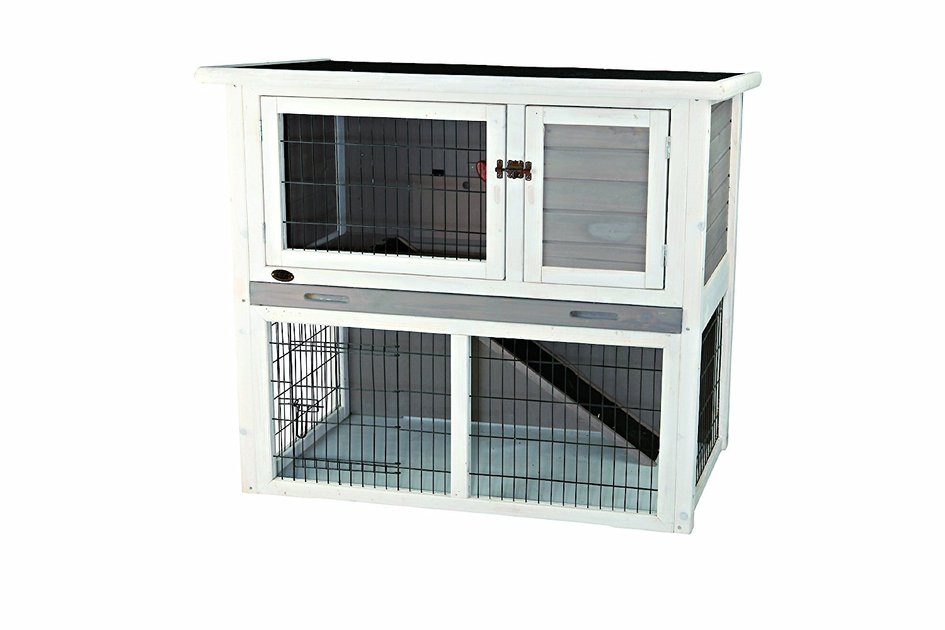 TRIXIE Natura Rabbit Hutch With Sloped Roof, Gray, Medium