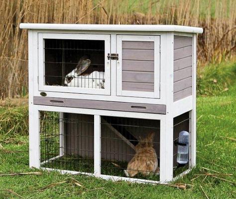 Show full view: TRIXIE Natura Rabbit Hutch with Sloped Roof, Gray, Medium slide 2 of 7