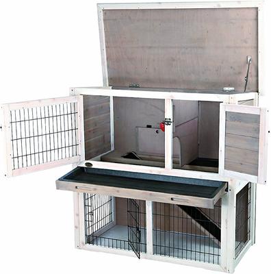 Show full view: TRIXIE Natura Rabbit Hutch with Sloped Roof, Gray, Medium slide 3 of 7