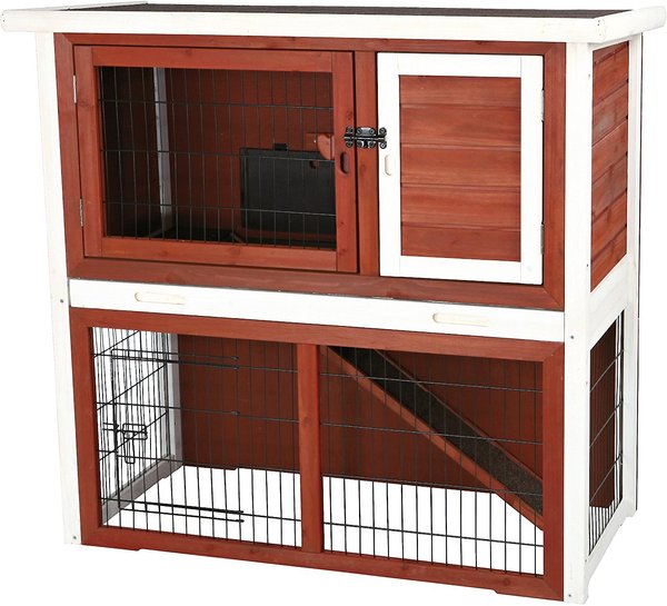 TRIXIE Natura Rabbit Hutch with Sloped Roof, Brown/White, Medium